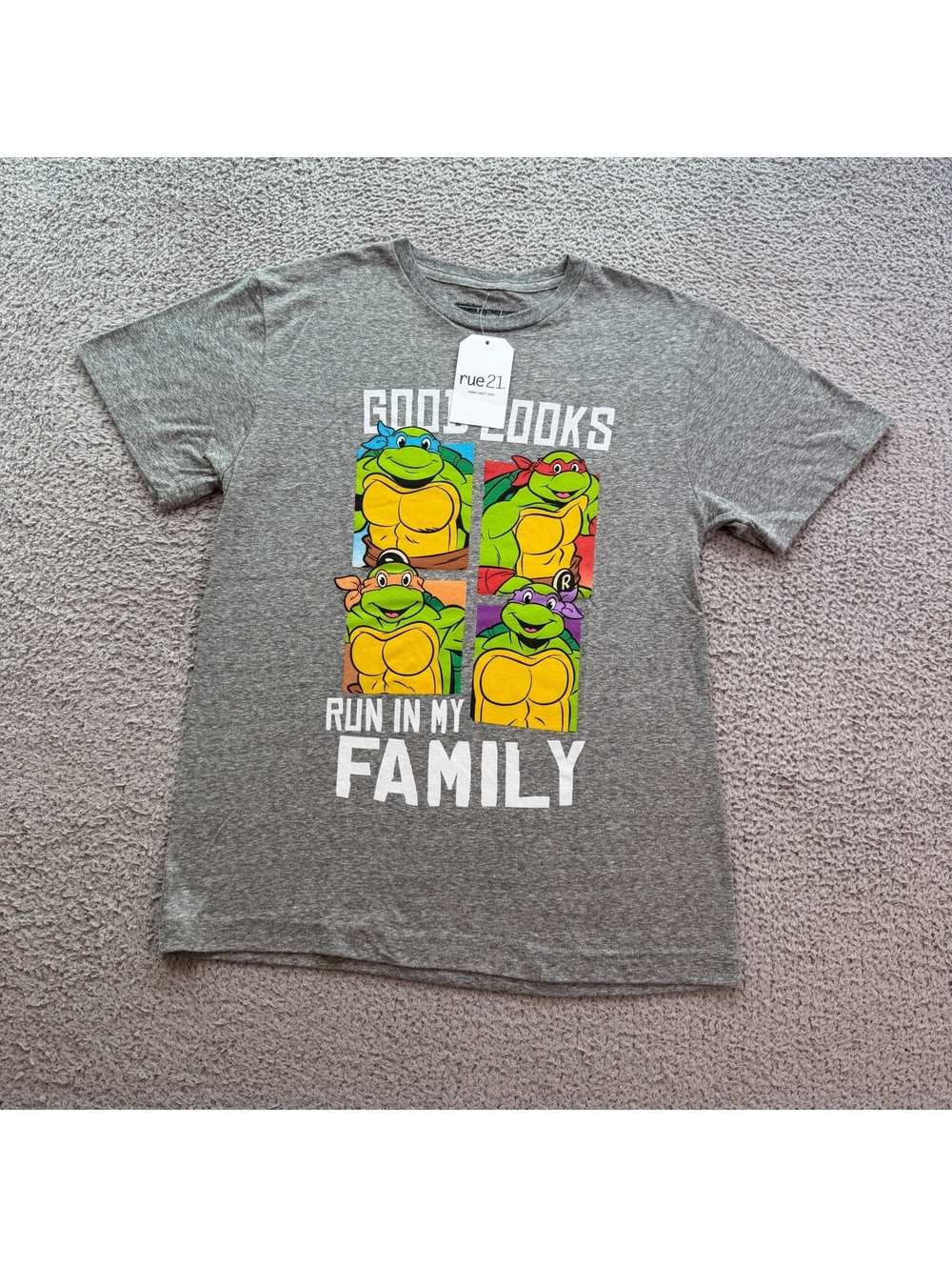 NWT Rue21 Nickelodeon Teenage Mutant Ninja Turtles Good Looks T-Shirt Gray Men S
